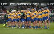 20 March 2016; The Clare team stand together during the playing of the national anthem. Allianz Hurling League, Division 1B, Round 5, Clare v Limerick. Cusack Park, Ennis, Co. Clare. Picture credit: Diarmuid Greene / SPORTSFILE