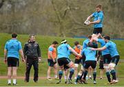 21 March 2016; Munster head coach Anthony Foley looks on as Dave Foley takes possession of a lineout during squad training. Munster Rugby Squad Training and Press Conference. University of Limerick, Limerick. Picture credit: Diarmuid Greene / SPORTSFILE