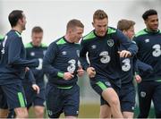 21 March 2016; Republic of Ireland's Jonny Hayes, left, and Alex Pearce in action during squad training. Republic of Ireland Squad Training. National Sports Campus, Abbotstown, Dublin. Picture credit: David Maher / SPORTSFILE