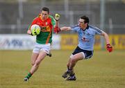 17 March 2010; Alan Corcoran, Carlow, in action against Nicky Devereux, Dublin. Cadbury Leinster GAA Football Under 21 Semi-Final, Carlow v Dublin, Dr Cullen Park, Carlow. Picture credit: Matt Browne / SPORTSFILE