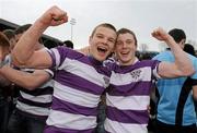 17 March 2010; Clongowes Wood College SJ players Garret O'Sulleabhain and Aaron Thompson, right, celebrate after the game. Leinster Schools Senior Cup Final, Clongowes Wood College SJ v St. Michael's College. RDS, Ballsbridge, Dublin. Picture credit: Pat Murphy / SPORTSFILE