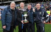 17 March 2010; The St Gall's management team, from left, Liam Stewart, Liam Harbinson, Sean Kelly and Harry Bradley with the Andy Merrigan cup after the game. AIB GAA Football All-Ireland Senior Club Championship Final, Kilmurry Ibrickane v St Gall's, Croke Park, Dublin. Picture credit: Brendan Moran / SPORTSFILE