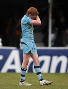 17 March 2010; Cathal Marsh, St. Michael's College, shows his disappointment after the game. Leinster Schools Senior Cup Final, Clongowes Wood College SJ v St. Michael's College. RDS, Ballsbridge, Dublin. Picture credit: Pat Murphy / SPORTSFILE