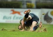 18 March 2010; Fergus McFadden, Leinster, goes over for his side's first try. Celtic League, Leinster v Glasgow Warriors, RDS, Ballsbridge, Dublin. Picture credit: Brian Lawless / SPORTSFILE
