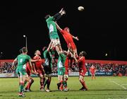 18 March 2010; Lou Reed, Scarlets, wins possession in the line-out against Billy Holland, Munster. Celtic League, Munster v Scarlets, Musgrave Park, Cork. Picture credit: Matt Browne / SPORTSFILE