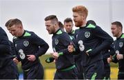 21 March 2016; Republic of Ireland players, from left, Jonny Hayes, Jack Byrne and Paul McShane in action during squad training. Republic of Ireland Squad Training. National Sports Campus, Abbotstown, Dublin.  Picture credit: David Maher / SPORTSFILE