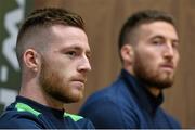 21 March 2016; Republic of Ireland's Jack Byrne and Matt Doherty, right, during a press conference. Republic of Ireland Press Conference. National Sports Campus, Abbotstown, Dublin. Picture credit: David Maher / SPORTSFILE