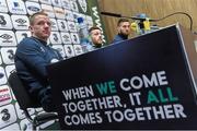 21 March 2016; Republic of Ireland's Jonny Hayes, Jack Byrne and Matt Doherty speaking at a press conference. Republic of Ireland Press Conference. National Sports Campus, Abbotstown, Dublin. Picture credit: David Maher / SPORTSFILE
