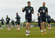 21 March 2016; Republic of Ireland's Seamus Coleman, left, and David Meyler during squad training. Republic of Ireland Squad Training. National Sports Campus, Abbotstown, Dublin. Picture credit: David Maher / SPORTSFILE