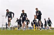 22 March 2016; Republic of Ireland players from left, Glenn Whelan, Eunan O'Kane and James McClean during squad training. National Sports Campus, Abbotstown, Dublin. Picture credit: David Maher / SPORTSFILE