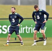 22 March 2016; Republic of Ireland's Alan Judge, left, and Anthony Pilkington during squad training. National Sports Campus, Abbotstown, Dublin. Picture credit: David Maher / SPORTSFILE