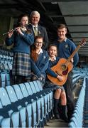 22 March 2016; &quot;Song to Commemorate 1916&quot;, a competition organised by the GAA National Scór Committee for Second Level Schools as its contribution to 1916. Students from Coláiste Bhríde Carnew, Co. Wicklow, who were winners of the GAA Scór Song to Commemorate 1916 Competition. Pictured with Uachtarán Chumann Lúthchleas Aogán Ó Fearghail are students, from left, Fiona Doyle, Jacqui Whelan, Ciara Jordan, and Paddy Doyle. Croke Park, Dublin. Photo by Sportsfile