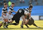 13 March 2016; Conor Wynne-Walsh, Belvedere College, is tackled by Fineen Wycherley, left, and Sam Hastings, Cistercian College Roscrea. Bank of Ireland Leinster Schools Senior Cup Final 2016, Cistercian College Roscrea v Belvedere College. RDS Arena, Ballsbridge, Dublin. Picture credit: Stephen McCarthy / SPORTSFILE