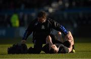 13 March 2016; Keith Kavanagh, Cistercian College Roscrea, is attended to for an injury. Bank of Ireland Leinster Schools Senior Cup Final 2016, Cistercian College Roscrea v Belvedere College. RDS Arena, Ballsbridge, Dublin. Picture credit: Stephen McCarthy / SPORTSFILE