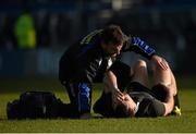 13 March 2016; Keith Kavanagh, Cistercian College Roscrea, is attended to for an injury. Bank of Ireland Leinster Schools Senior Cup Final 2016, Cistercian College Roscrea v Belvedere College. RDS Arena, Ballsbridge, Dublin. Picture credit: Stephen McCarthy / SPORTSFILE