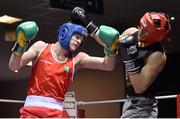 23 March 2016; Martin Stokes, left, Ireland, exchanges punches with Pivorun, Lithuania. Boxing Test Match, National Boxing Stadium, Dublin. Picture credit: David Fitzgerald / SPORTSFILE