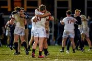 23 March 2016; Paddy Lavelle and Eric O’Sullivan, Trinity College Dublin, celebrate their side's victory. Annual Rugby Colours, UCD v Trinity College Dublin, College Park, Trinity College, Dublin. Picture credit: Seb Daly / SPORTSFILE