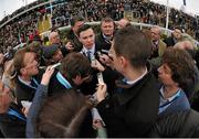 18 March 2016; Trainer Joseph O'Brien is interviewed after Ivanovich Gorbatov, with Barry Geraghty up, won the JCB Triumph Hurdle. Prestbury Park, Cheltenham, Gloucestershire, England. Picture credit: Cody Glenn / SPORTSFILE