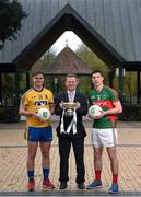 24 March 2016; Pictured is EirGrid representative David Martin with Ultan Harney, Roscommon, and Brian Reape, Mayo, who were in Dublin to preview the EirGrid GAA U21 Leinster, Connacht and Munster Finals where Dublin take on Kildare, Roscommon will meet Mayo and Kerry will play Cork. Herbert Park Hotel, Ballsbridge, Dublin. Picture credit: Stephen McCarthy / SPORTSFILE