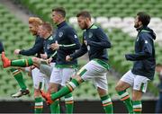 24 March 2016; Republic of Ireland's Matt Doherty, second from right, with, from left, Paul McShane, Jonny Hayes, Ciaran Clark and Shane Long during squad training. Aviva Stadium, Lansdowne Road, Dublin. Picture credit: David Maher / SPORTSFILE