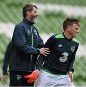 24 March 2016; Republic of Ireland's Stephen Gleeson with assistant manager Roy Keane during squad training. Aviva Stadium, Lansdowne Road, Dublin. Picture credit: David Maher / SPORTSFILE