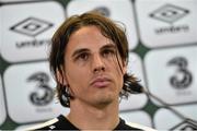 24 March 2016; Switzerland's Yann Sommer during a press conference. Aviva Stadium, Lansdowne Road, Dublin. Picture credit: David Maher / SPORTSFILE