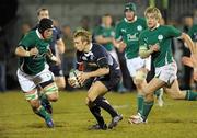 19 March 2010; Alex Blair, Scotland, in action against Rhys Ruddock and Dominic Ryan, Ireland. U20 Six Nations Rugby Championship, Ireland v Scotland, Dubarry Park, Athlone, Co. Westmeath. Picture credit: Matt Browne / SPORTSFILE