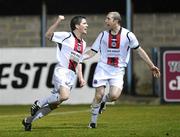 19 March 2010; Gareth McGlynn, left, Bohemians, celebrates after scoring his side's third goal with team-mate Owen Heary. Airtricity League, Premier Division, Drogheda United v Bohemians, Hunky Dorys Park, Drogheda, Co. Louth. Picture credit: David Maher / SPORTSFILE