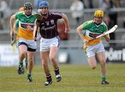 20 March 2010; Aidan Harte, Galway, in action against Paul Cleary and James Rigney, Offaly. Allianz GAA National Hurling League, Division 1, Round 4, Galway v Offaly. Pearse Stadium, Galway. Picture credit: Ray Ryan / SPORTSFILE