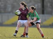 20 March 2010; Roisin Leonard, Presentation College, Tuam, in action against Danni Callanan, St Leo’s, Carlow. All-Ireland Ladies Football Senior A Semi-Final, Presentation College, Tuam v St Leo’s, Carlow, St Lomans GAA Club, Mullingar, Co. Westmeath. Picture credit: Pat Murphy / SPORTSFILE