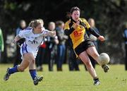 21 March 2010; Martha Kirwan, NUI Maynooth, in action against Laura Corrigan, WIT. Giles Cup Final, NUI Maynooth v Waterford IT, St Clare's, DCU, Ballymun, Dublin. Picture credit: Brian Lawless / SPORTSFILE