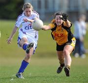 21 March 2010; Laura Corrigan, WIT, in action against Aisling Newton, NUI Maynooth. Giles Cup Final, NUI Maynooth v Waterford IT, St Clare's, DCU, Ballymun, Dublin. Picture credit: Brian Lawless / SPORTSFILE