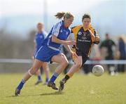 21 March 2010; Juliet Murphy, Mary Immaculate College Limerick, in action against Anna McDonnell, DCU 2. Lynch Cup Final, DCU 2 v Mary Immaculate College, St Clare's, DCU, Ballymun, Dublin. Picture credit: David Maher / SPORTSFILE