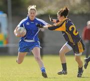 21 March 2010; Juliet Murphy, Mary Immaculate College Limerick, in action against Sinead Cullen, DCU 2. Lynch Cup Final, DCU 2 v Mary Immaculate College, St Clare's, DCU, Ballymun, Dublin. Picture credit: David Maher / SPORTSFILE