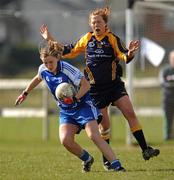 21 March 2010; Laura McMahon, Mary Immaculate College Limerick, in action against Rosin Nulty, DCU 2. Lynch Cup Final, DCU 2 v Mary Immaculate College, St Clare's, DCU, Ballymun, Dublin. Picture credit: David Maher / SPORTSFILE