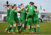 24 March 2016; Republic of Ireland players celebrate their side's first goal. UEFA U21 Championship Qualifier, Republic of Ireland v Italy. RSC, Waterford. Picture credit: Matt Browne / SPORTSFILE