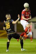 24 March 2016; Keith Tracey, St Patrick's Athletic, in action against Ciaran Kilduff, Dundalk. SSE Airtricity League Premier Division, St Patrick's Athletic v Dundalk. Richmond Park, Dublin. Picture credit: Seb Daly / SPORTSFILE