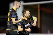 24 March 2016; Stephen O'Donnell, Dundalk, right, celebrates with teammate Ciaran Kilduff, after scoring his team's opening goal. SSE Airtricity League Premier Division, St Patrick's Athletic v Dundalk. Richmond Park, Dublin. Picture credit: Seb Daly / SPORTSFILE