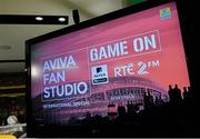 24 March 2016; A general view of at TV screen at the 2FM Game On International Special at the Aviva Fan Studio in Aviva Stadium. 70 lucky fans had the opportunity to attend the broadcast of the Aviva sponsored Game On on RTÉ 2FM previewing the upcoming friendly internationals for the Republic of Ireland against Switzerland and Slovakia in the Aviva Stadium. Aviva Stadium, Lansdowne Road, Dublin. Picture credit: Brendan Moran / SPORTSFILE