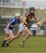 20 March 2016; Jack O'Connor, Wexford, in action against Colm Stapleton, Laois. Allianz Hurling League, Division 1BA, Round 5, Laois v Wexford, O'Moore Park, Portlaoise, Co. Laois. Picture credit: Piaras Ó Mídheach / SPORTSFILE