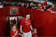 25 March 2016; Munster captain Billy Holland leads out this team-mates which marks the first time an all-Munster born and bred team have been in the starting 15 in the professional era of Munster rugby. Guinness PRO12 Round 18, Munster v Zebre. Thomond Park, Limerick.  Picture credit: Matt Browne / SPORTSFILE
