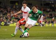 25 March 2016; James McClean, Republic of Ireland, in action against Fabian Schär, Switzerland. 3 International Friendly, Republic of Ireland v Switzerland. Aviva Stadium, Lansdowne Road, Dublin.  Picture credit: Seb Daly / SPORTSFILE