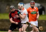 26 March 2016; Danny Toner, Down, in action against Simon Doherty, Armagh. Allianz Hurling League Division 2B Final, Down v Armagh, Páirc Naomh Brídl, Dundalk, Co. Louth. Picture credit: Sam Barnes / SPORTSFILE