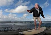 26 March 2016; Kevin Cavey, age 74, originally from Bray, Wicklow, now based in Cabinteely, Dublin, a founding member of the Bray Ireland Surf Club poses for a portrait at Surfari 2016, a 50th reunion of when the club brought surfing west on Easter Sunday 1966. Strandhill Sligo, Co. Sligo. Picture credit: Cody Glenn / SPORTSFILE