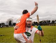 26 March 2016; Simon Doherty, right, and Ciarán Clifford, both Armagh, celebrate at the final whistle. Allianz Hurling League Division 2B Final, Down v Armagh, Páirc Naomh Brídl, Dundalk, Co. Louth. Picture credit: Sam Barnes / SPORTSFILE