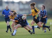 21 March 2010; Sinead Cooney, UUJ, in action against Sinead O'Mahony, left, and Shannon Quinn, DCU. O'Connor Cup Final, Dublin City University v University of Ulster Jordanstown, St Clare's, DCU, Ballymun, Dublin. Picture credit: Brian Lawless / SPORTSFILE