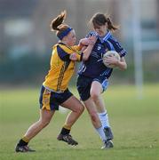 21 March 2010; Sinead Cooney, UUJ, in action against Sinead O'Mahony, DCU. O'Connor Cup Final, Dublin City University v University of Ulster Jordanstown, St Clare's, DCU, Ballymun, Dublin. Picture credit: Brian Lawless / SPORTSFILE