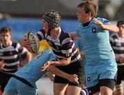 21 March 2010; Jody Carroll, Terenure College, is tackled by Adam Leavy, left, and Denis Coulson, St Michael's College. Leinster Schools Junior Cup Final, St Michael's College v Terenure College, Donnybrook Stadium, Dublin. Picture credit: Pat Murphy / SPORTSFILE