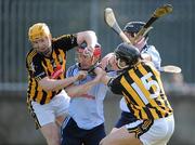 21 March 2010; Richie Power, left, Kilkenny, supported by team-mate Aidan Fogarty, gains possession ahead of Niall Corcoran and Ronan Fallon, Dublin, on the way to scoring his and his side's second goal. Allianz GAA Hurling National League, Division 1, Round 4, Dublin v Kilkenny, Parnell Park, Dublin. Picture credit: Brendan Moran / SPORTSFILE