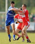 21 March 2010; Neil McAdam, Monaghan, in action against Patsy Bradley, Derry. Allianz GAA National Football League, Division 1, Round 5, Monaghan v Derry, St Mary's Park, Scotstown, Co. Monaghan. Photo by Sportsfile